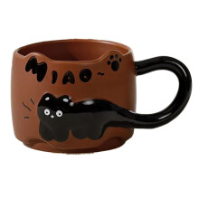 Vintage Cat Ceramic Mug 380ml-Cute Stacked Coffee Cup for Breakfast, Dormitory Use, Home Drinkware,Ideal Birthday Gift C