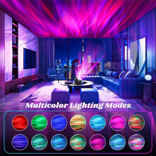 Proyector de Auroras Boreales con Ruido y Control Remoto: 8 Efectos, Luz Galáctica Ajustable para Dormitorio y Temporizador para Dormir.