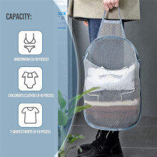 3 Pieces Hanging Laundry Basket Foldable Mesh Laundry Basket Dirty Linen Basket with Handle Door Mesh Laundry Basket