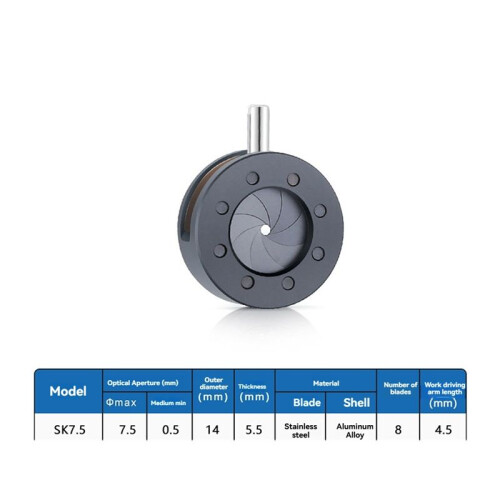 0.5-7.5mm Manual Aperture Adjustable Mechanical Iris Diaphragm Iris Diaphragm for Digital Camera Microscope Iris SK7.5 2