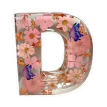 Letras Floral Luz Noturna CriativaFlor Seca LED Luzes Ambiente Letras de Resina Lâmpada Enfeites de Mesa de Festa Iluminação D
