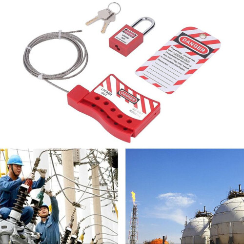 Lockout Tagout Cable Lock Resistant-Temperature, Handled Door Valve  Locks Electrical Plug Lockout Device 2
