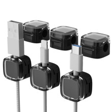 6pcs Magnetic Cable Management Clips Data Cable Cord Organizer Desk & Wall Mounted Hooks for Phone Data Black