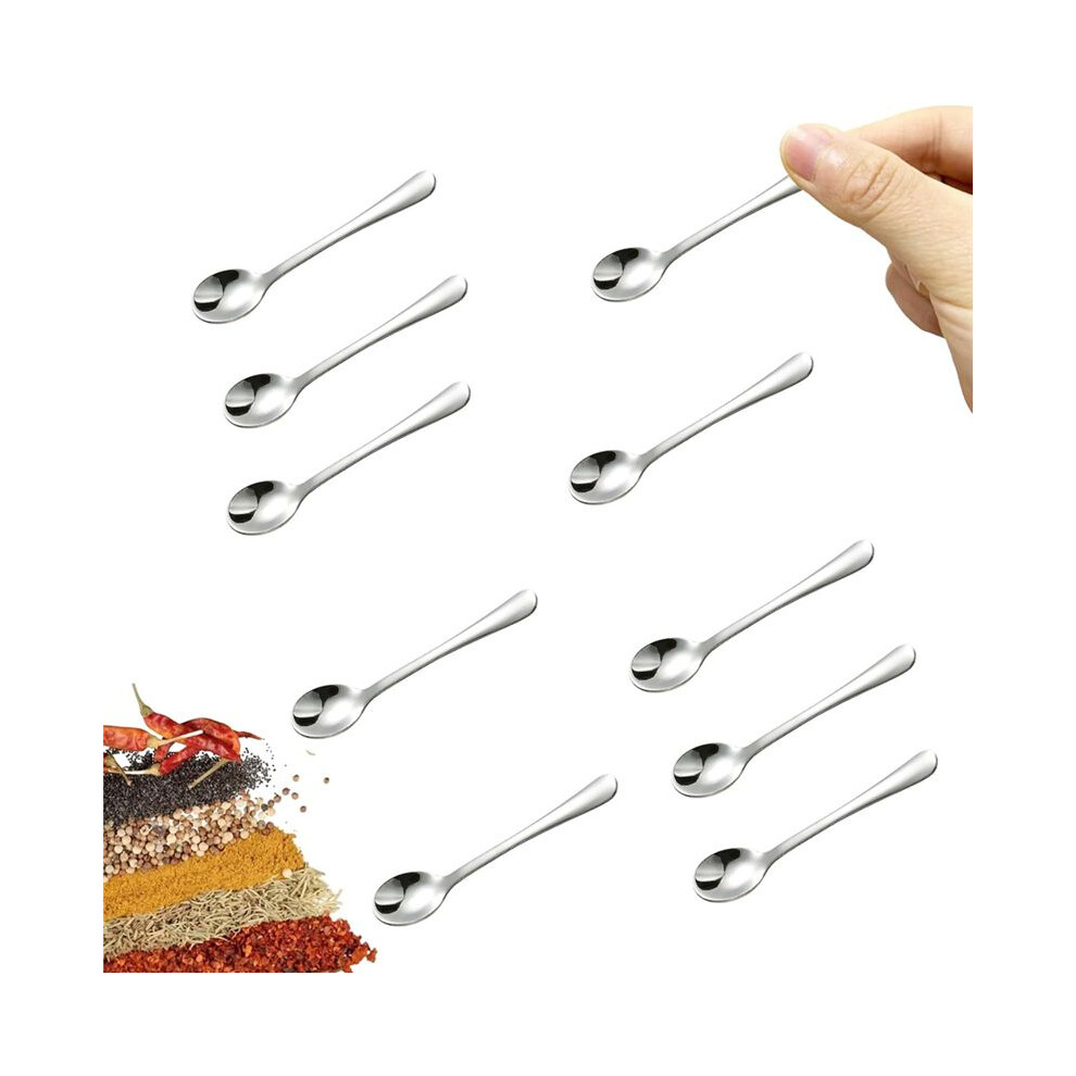 10 Pcs Tiny Stainless Steel Spoons For Spices Jars, Size 2.87Inch, Cute Small Stainless Steel Condiment Spoons 4711039528958