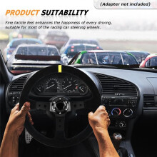Universal Racing Steering Wheel, 350mm 6 Bolt Steering Wheel Suede for Race/Rally/Motorsport/Car Sim Driving