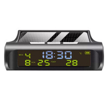 Solar Car Clock Automatic Solar Clock with Week Month Calendar Temperature Display Car Fully Automatic Clock