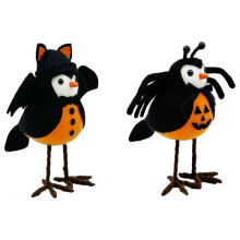 2 Peças Halloween Bird Figurine Halloween Featherly Friends Birds Standing Bird Ornaments para Mesa Home Window Display