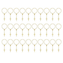 30PCS Rosaries Baptism Acrylic Rosary Beads Faux Pearls with Organza Bags for Christening Weddings Party Favors