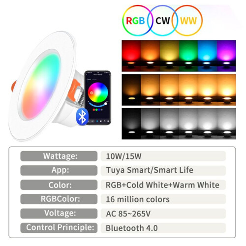 Tuya   LED Downlight LED Lamp Bulb Dimmable RGB RF 2.4G Remote Group Control Led Spot Light 10W 2