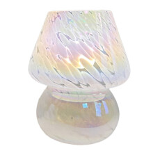 Colorful Flower Dot Glass Mushroom Lamp, American Retro Decorative Desk Lamp, USB Bedside Atmosphere Light B