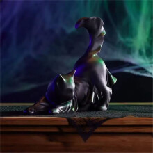 HALLOWEEN Black Cat  Statue Stretching Figurine Dorable Cat in Cape Scary Cat Gift for Cat Lover
