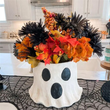 Bucket Decor, Planter Pot, Bucket Vase, Halloween Bucket, Handmade Halloween Treat Bucket