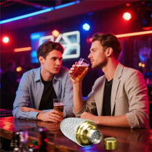 Cocktailshaker 400 Ml, Cocktailmixer, Shaker i Rostfritt Stål för Cocktails - Glascocktailshaker med Vävt Mönster
