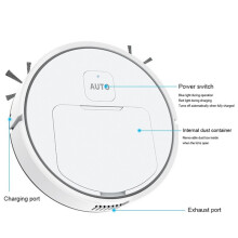 Robot Vacuum Cleaner USB Rechargeable 1000Pa Suction Sweeper Robot for Home Floor Washing Carpet Pet Hair White