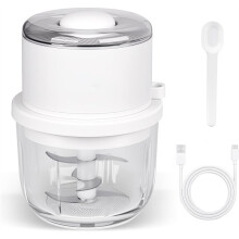 Hachoir à Ail Électrique, Robot Culinaire avec Bol en Verre de 350 Ml, Hachoir Portable pour Oignons et Ail, Gingembre, Piment