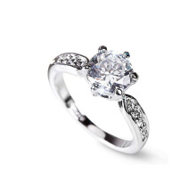 (8)Elegant Women Geometric White Copper Ring Faux Diamond Engagements Weddings