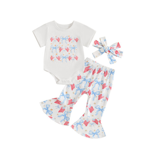 (6-12 Months, White) Conjunto de verão de julho.