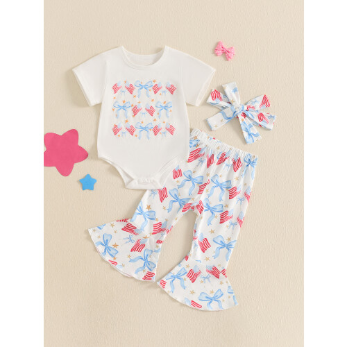 (6-12 Months, White) Conjunto de verão de julho. 2