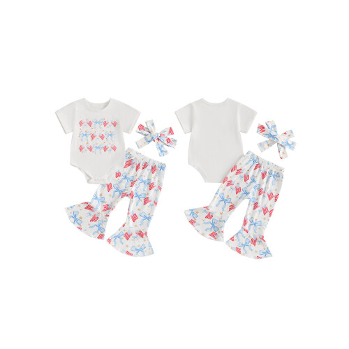 (3-6 Months, White) Conjunto de verão de julho. 1
