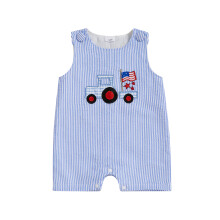 (18-24 Months, Blue) Tutine estive per bambini, senza maniche, con bandiera, stelle, ricamo e righe per il Giorno dell'Indipendenza