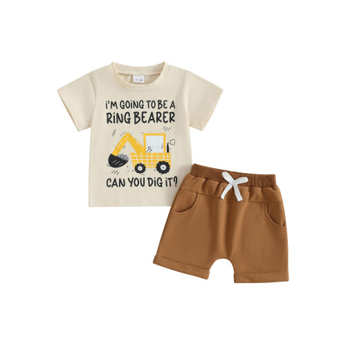(0-6 Months, Beige) Καλοκαιρινά ρούχα για με στάμπα.