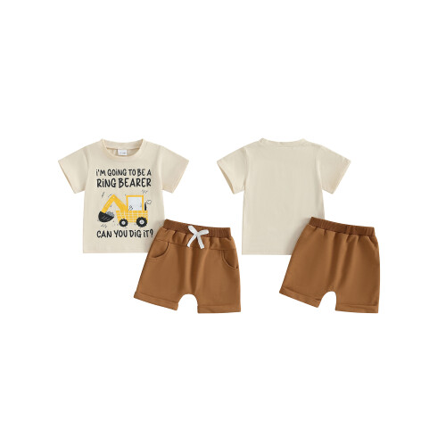 (0-6 Months, Beige) Καλοκαιρινά ρούχα για με στάμπα. 1