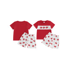 (5 Years, Red) Conjunto de verano para niño pequeño: camiseta corta con langosta y corte holgado. 2 piezas.