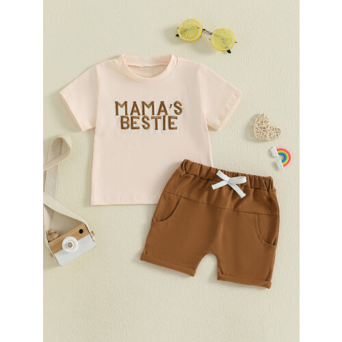 (12-18 Months, Khaki) Σετ σορτς για κεντημένα γράμματα 2