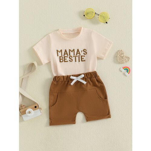(2-3 Years, Khaki) Σετ σορτς για κεντημένα γράμματα 2