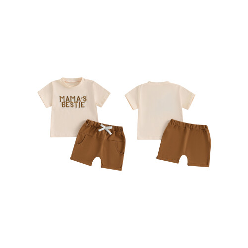 (2-3 Years, Khaki) Σετ σορτς για κεντημένα γράμματα 1