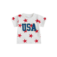 (6-12 Months, Red) Mädchen-Top zum 4. Juli: Kurzarm-T-Shirt mit Rundhals, Sternenmuster und lockerer Passform