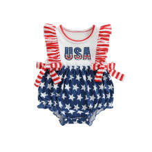 (12-18 Months, Red) Pelele para bebé niña del 4 de julio, sin mangas, con volantes y bordado de letras.
