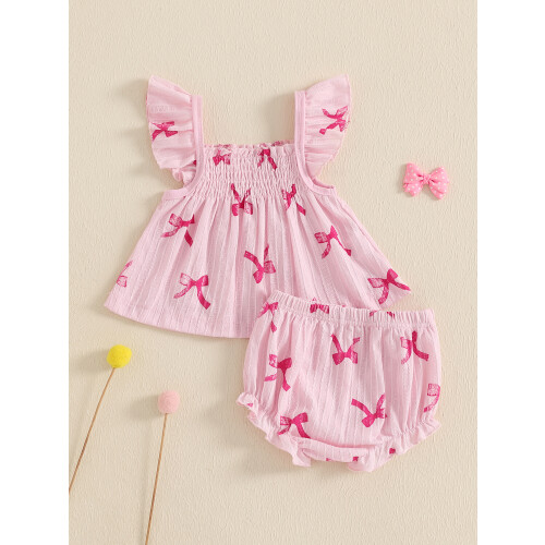 (18-24 Months, Pink) Baby Mädchen Sommer-Outfit, elastischer Taille. 2