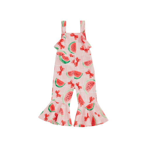 (12-18 Months, Pink Watermelon) Ολόσωμη καμπάνα φόρμα σορτς ρούχα