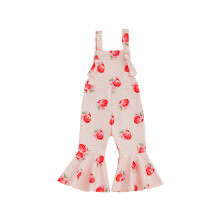 (18-24 Months, Pink Strawberry) Combinaison évasée à nœud papillon pour petite fille, motif pastèque et fraise, salopette été bébé