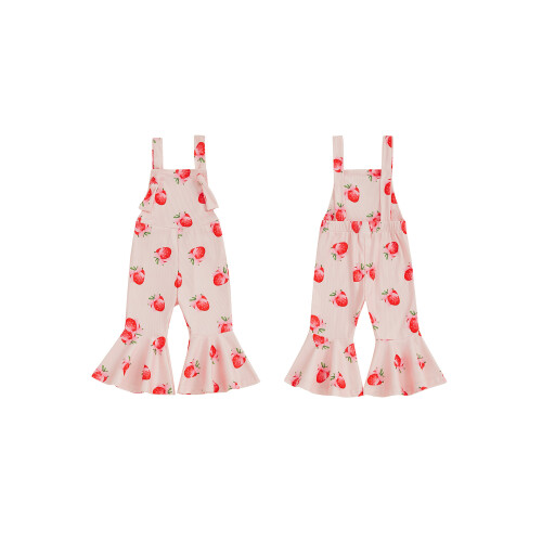 (3-4 Years, Pink Strawberry) Ολόσωμη καμπάνα φόρμα σορτς ρούχα 1