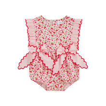 (12-18 Months, Pink) Pelele informal sin mangas con cuello redondo y estampado de cerezas para bebé niña.