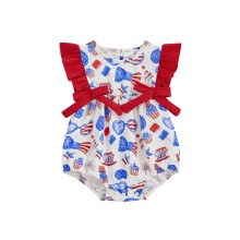 (6-12 Months, Multicolor) Baby-Mädchen-Strampler zum Unabhängigkeitstag, Kleidung mit Eiscremekuchen-Print, ärmellose Sommerbodys, Jumpsuits