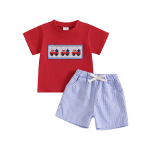 (18-24 Months, Red) Souprava pro chlapečka 4. července - tričko s krátkým rukávem a kraťasy pro batolata.