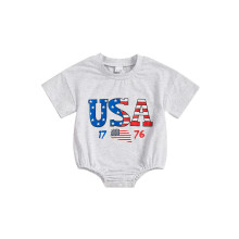 (3-6 Months, Gray) Mono de verano patriótico para bebé, con estampado de letras, ropa linda para recién nacidos.