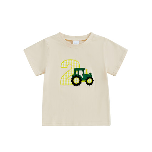 (2-3 Years, Beige) Παιδική Μπλούζα Γενεθλίων Στρογγυλή Λαιμόκοψη