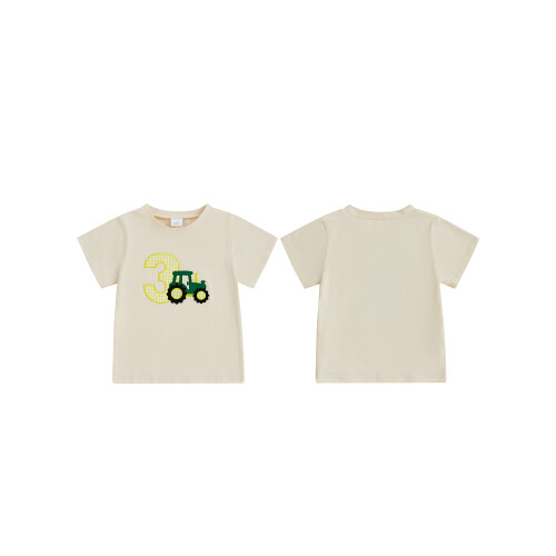 (2-3 Years, Beige) Παιδική Μπλούζα Γενεθλίων Στρογγυλή Λαιμόκοψη 1