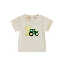 (1-2 Years, Beige) Παιδική Μπλούζα Γενεθλίων Στρογγυλή Λαιμόκοψη
