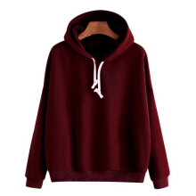(Wine Red, Tag XL=US M) Women Pullover Men Hoodie Unisex Hiphop Solid Color Teenager Plain Sweatshirt