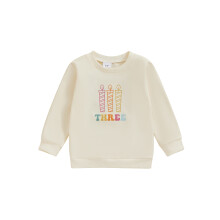 (3-4 Years, Multi-Color) Little Girls Sweatshirt 2nd/3rd Birthday Candle Letter Print Long Sleeve Round Neck Casual Pullover Tops