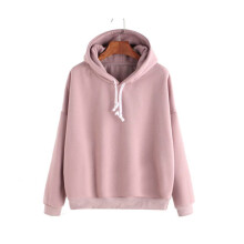 (Pink, Tag S=US XXS) Women Men Pullover Hoodie Unisex Hiphop Solid Color Teenager Plain Sweatshirt