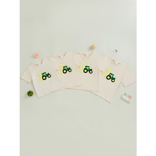 (1-2 Years, Beige) Παιδική Μπλούζα Γενεθλίων Στρογγυλή Λαιμόκοψη 2