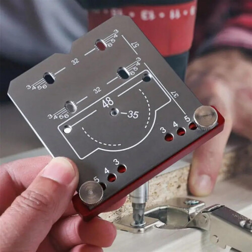 35mm Hinge Jig Adjustable Drill Guide for Cabinet Doors with Precision Positioning Plate 2