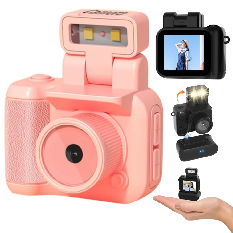 Mini Digital Camera Retro Slr Design Keychain 1080P Hd With Flash And 1.44' Lcd Screen Pink 9169991227375
