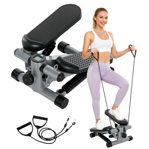 SPORTNOW Mini Stepper, Compact Step Machine Exerciser with Resistance Bands 1